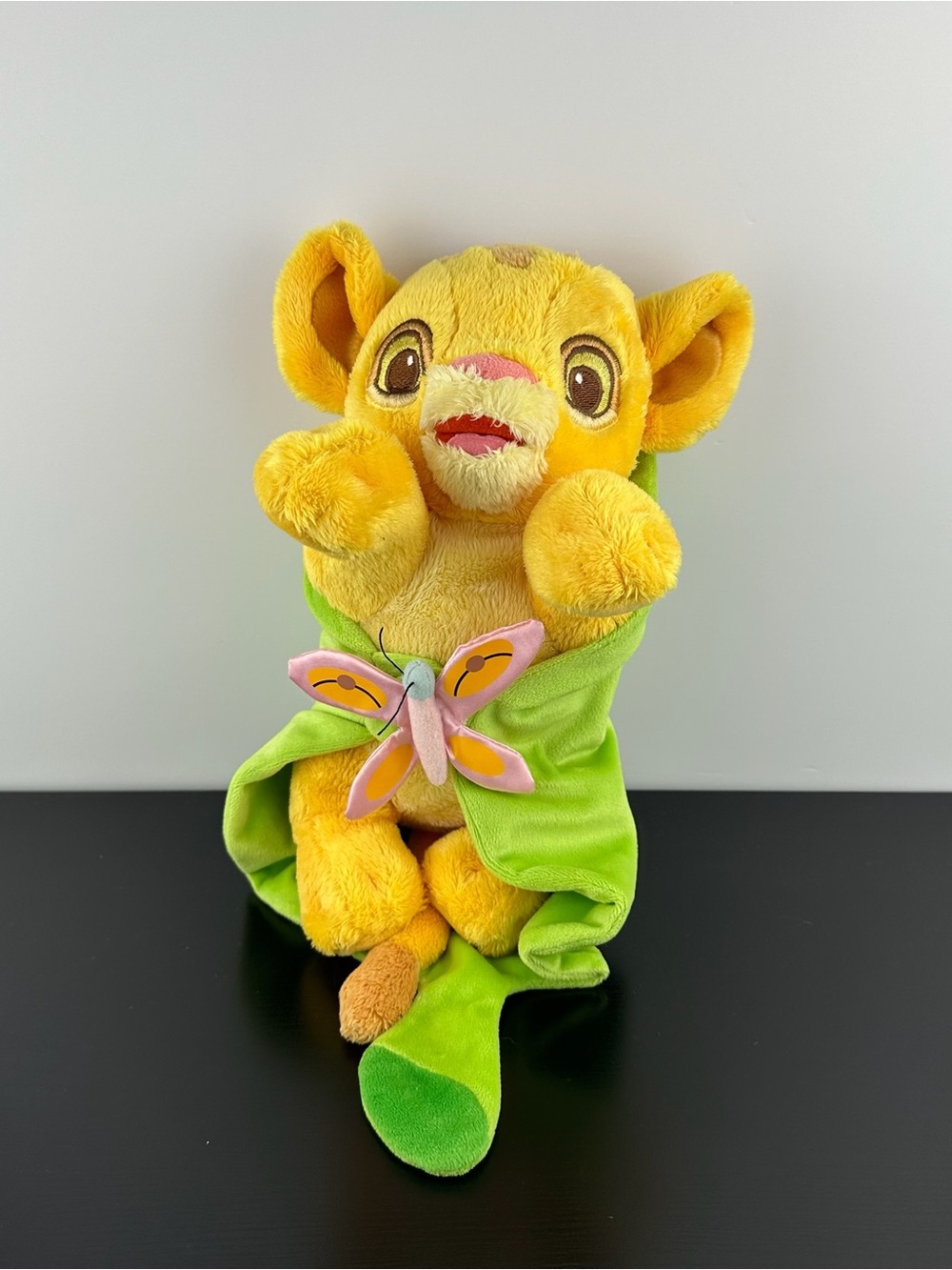 Disney Lion King Simba Cub in Butterfly Green Leaf Blanket 12” Plush Swaddle